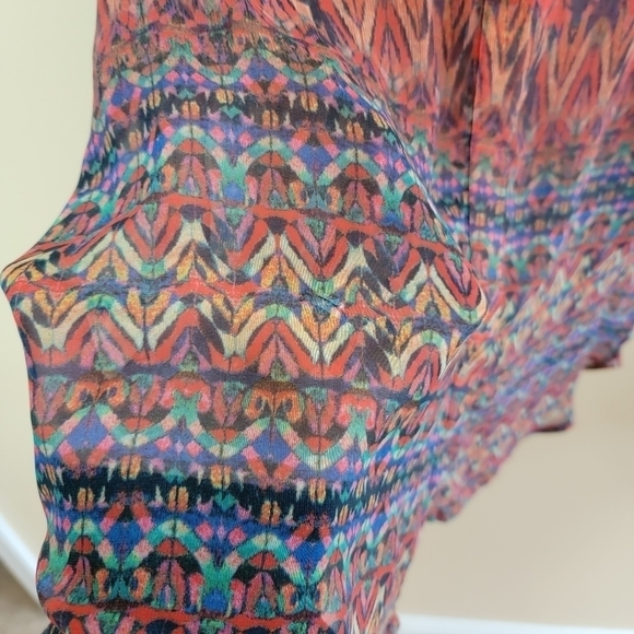 Skies Are Blue | Boho Zig Zag Print Blouse Size Medium - Picture 4 of 6